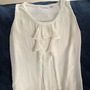 New York & Company ivory polyester and jersey top